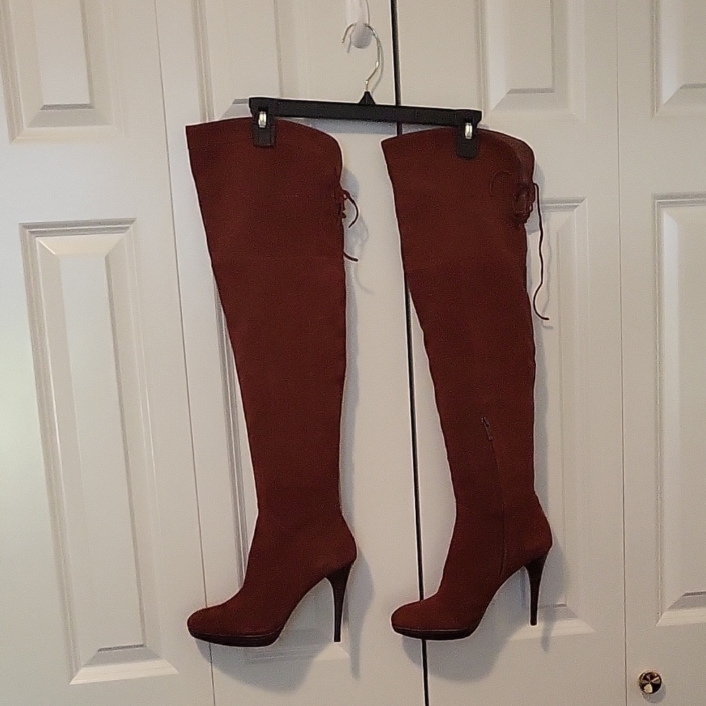 Sam Edelman Over-the-Knee Stiletto Rust Suede Boots Size 8